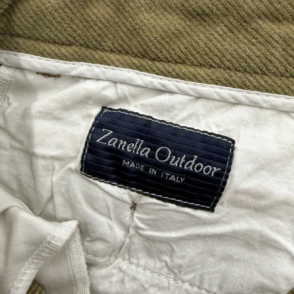 Zanella Outdoor Mens Pleated Wool Cotton Trousers Made in Italy Olive Green 38
